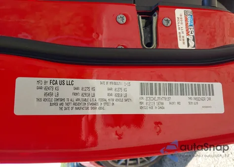 2015 Dodge Charger Srt 392 z USA, uszkodzony, nr VIN 2C3CDXEJ7FH770197